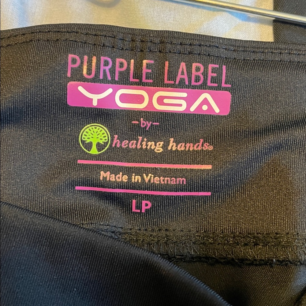 Black scrub bottoms - Purple Label Yoga - Healing Hands - size petite large - Picture 5 of 5
